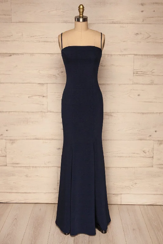 Dress for bridesmaid trendy styles online -Milena Navy | Mermaid Gown