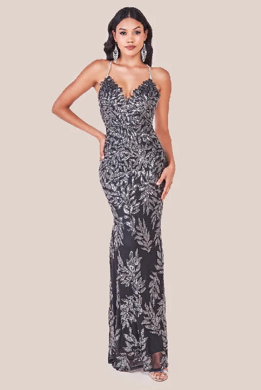 Bridesmaid dress that is stunning styles -Cross Back Diamante Strap Sequin Maxi - Gunmetal by Goddiva Bridesmaid dress that is stunning styles -Cross Back Diamante Strap Sequin Maxi - Gunmetal by Goddiva