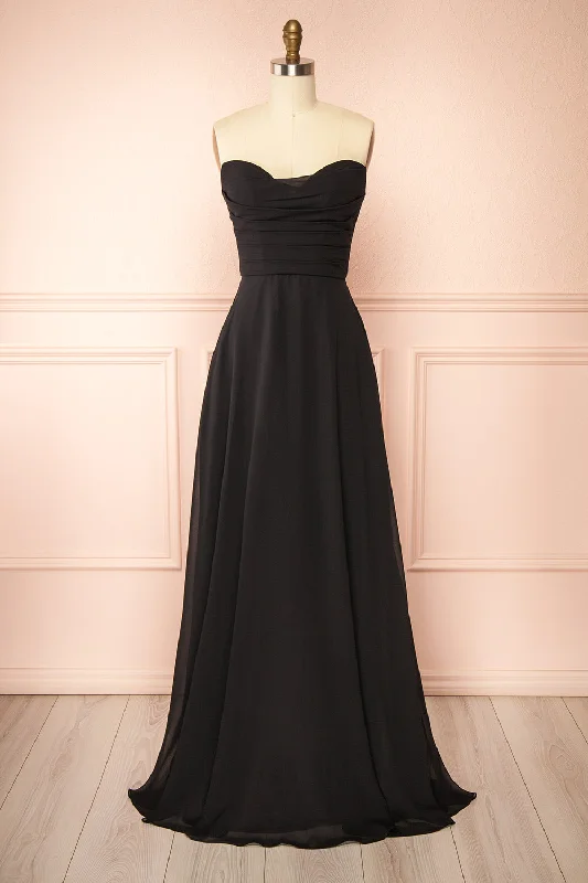 unique bridesmaid dresses with lace details-Janie Black | Chiffon Maxi Dress w/ Neck Scarf unique bridesmaid dresses with lace details-Janie Black | Chiffon Maxi Dress w/ Neck Scarf