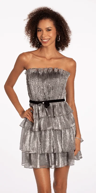 Graduation dress show-stopping great now--Strapless Organza Tiered Fit and Flare Dress Graduation dress show-stopping great now--Strapless Organza Tiered Fit and Flare Dress
