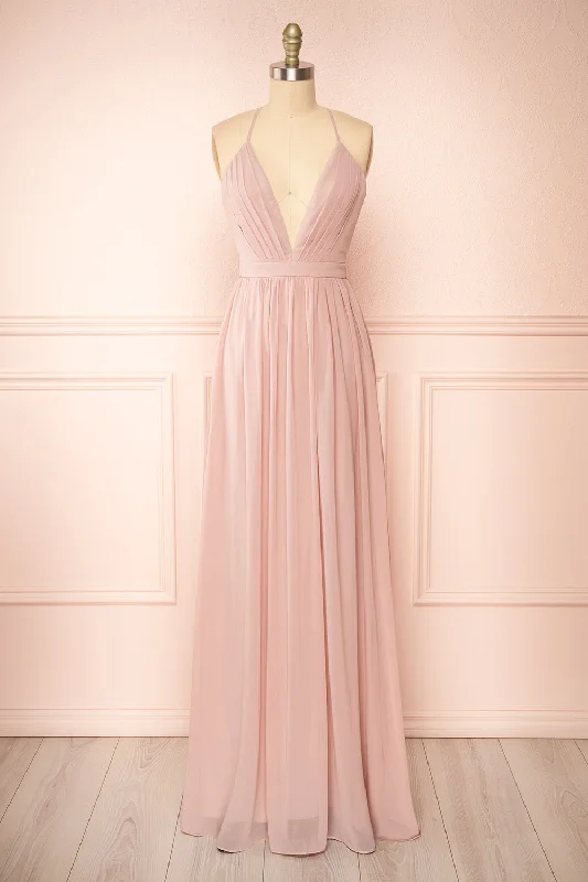 Dress for bridesmaid spring season colors -Haley Taupe | Deep V-Neck Chiffon Maxi Dress Dress for bridesmaid spring season colors -Haley Taupe | Deep V-Neck Chiffon Maxi Dress
