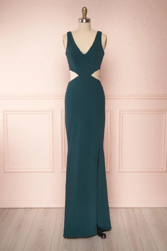Dress for bridesmaid cocktail attire designs -Kiira Emerald | Green Mermaid Gown