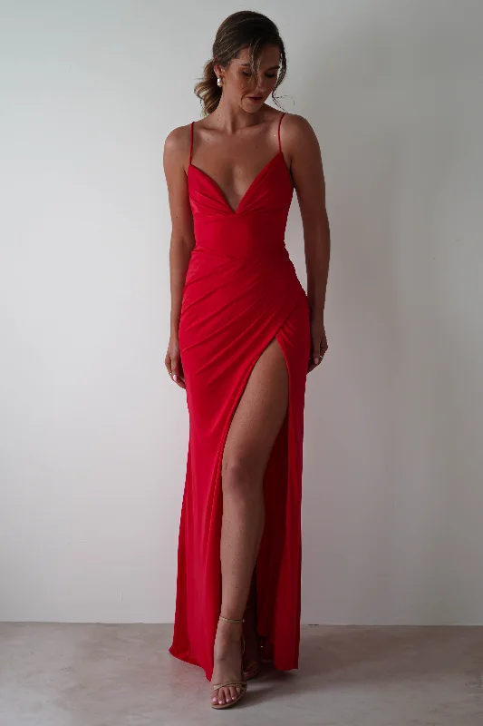 Graduation dress red carpet now great hot--Aldina Soft Bodycon Dress | Red