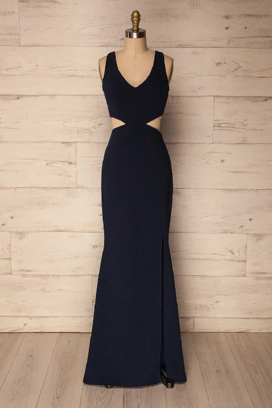 Bridesmaid dress with an open back styles -Kiira Navy | Mermaid Gown