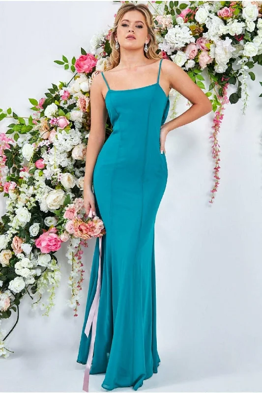 budget-friendly bridesmaid dresses for weddings-Goddiva Cowl Back Spaghetti Strap Maxi Dress - Sapphire budget-friendly bridesmaid dresses for weddings-Goddiva Cowl Back Spaghetti Strap Maxi Dress - Sapphire