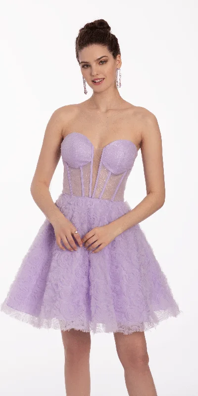 Graduation dress affordable price best--Sweetheart Corset Fit and Flare Lace Up Dress with Rosettes Graduation dress affordable price best--Sweetheart Corset Fit and Flare Lace Up Dress with Rosettes