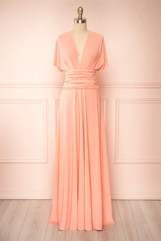 sexy mermaid bridesmaid dresses for hourglass figures-Violaine Coral | Convertible Maxi Dress sexy mermaid bridesmaid dresses for hourglass figures-Violaine Coral | Convertible Maxi Dress