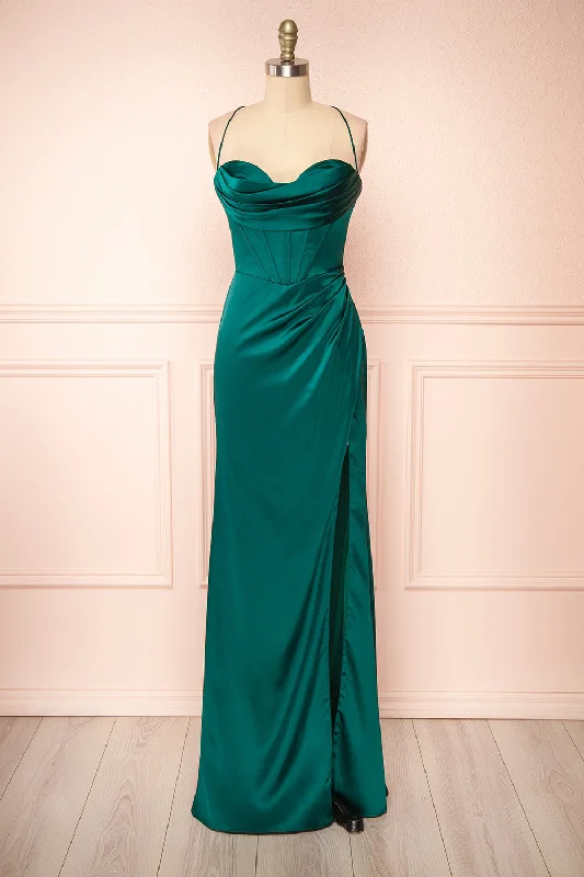 Bridesmaid dress animal print unique style -Kesha Green | Corset Cowl Neck Maxi Dress Bridesmaid dress animal print unique style -Kesha Green | Corset Cowl Neck Maxi Dress