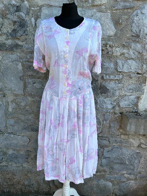 Party dress for a semi-formal event -80s light pink floral dress uk 12