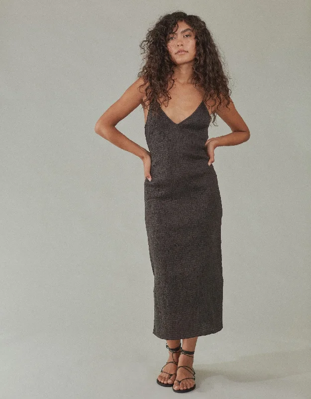 Party dress for outdoor party -Dylan Organic Cotton Dress Carob