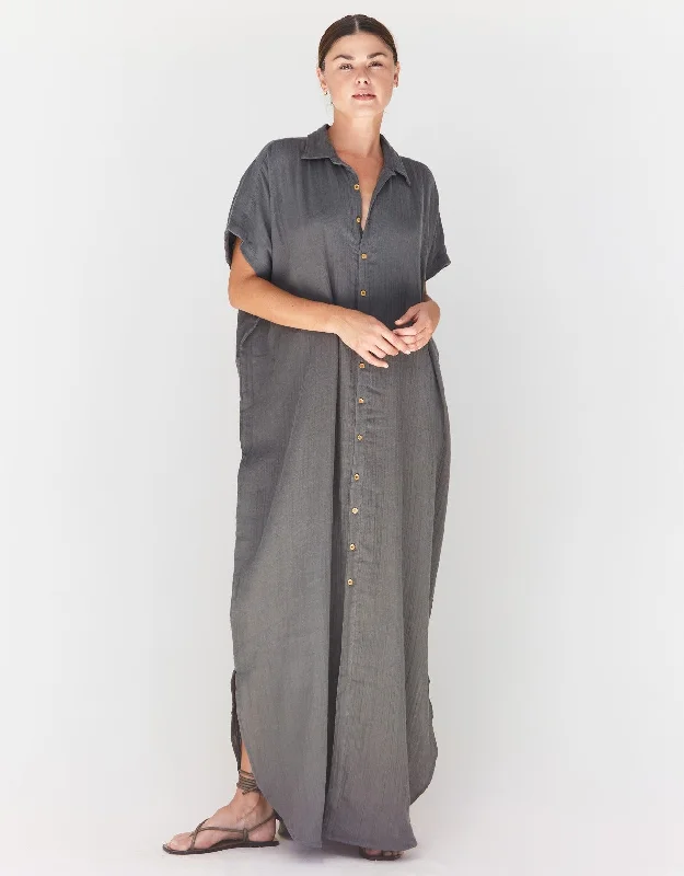 Party dress with positive reviews -Oahu Dress in Slate Organic Cotton
