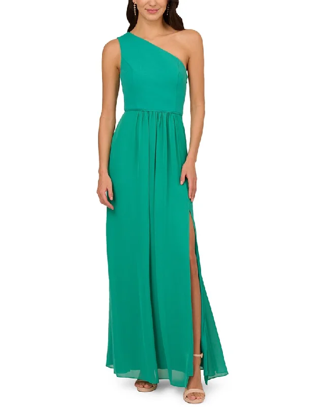 Party dress that is red carpet ready -Adrianna Papell One Shoulder Chiffon Gown