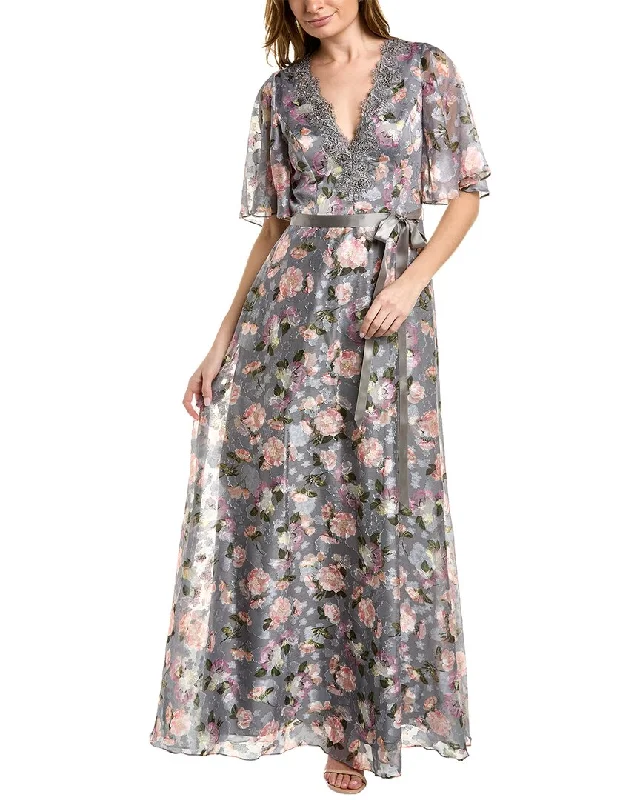 Party dress for indoor party -Aidan Mattox Burnout Floral Gown