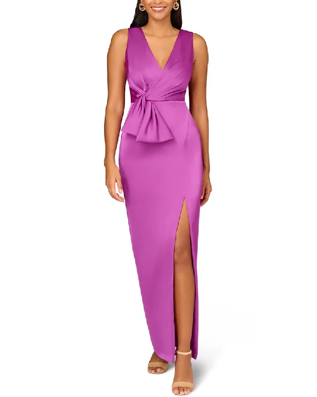 Dress for party joyous occasion -Aidan Mattox Crepe Back Satin Column Gown