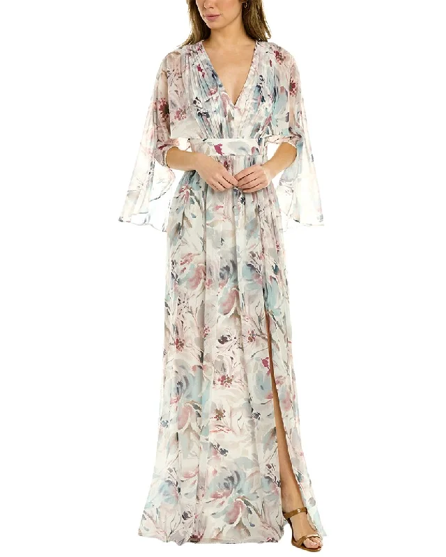 Party dress for outdoor party -Aidan Mattox Pleated Cape Gown