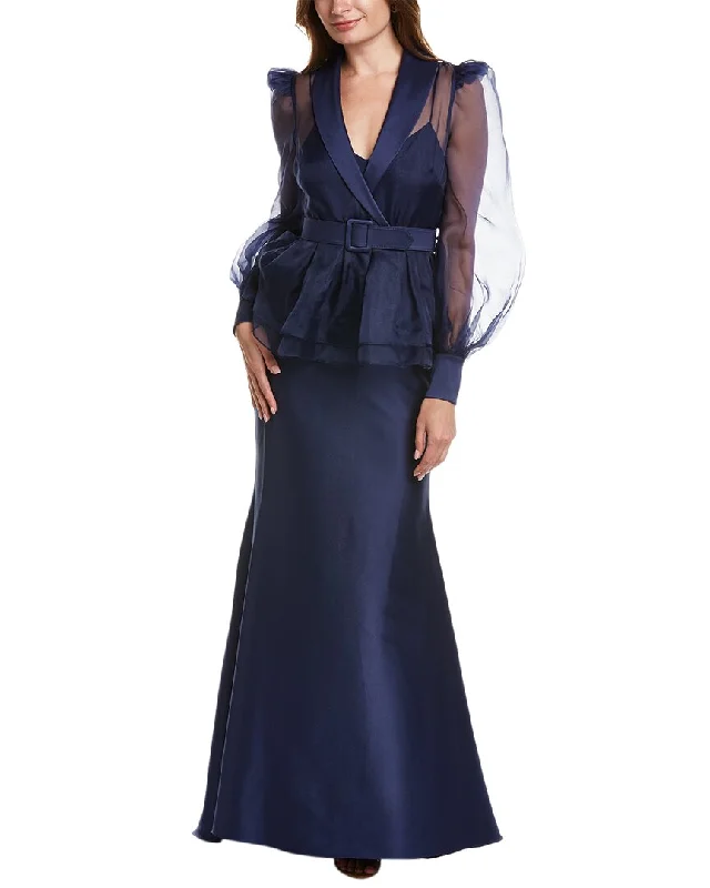 Party dress in designer style -Badgley Mischka Peplum Gown