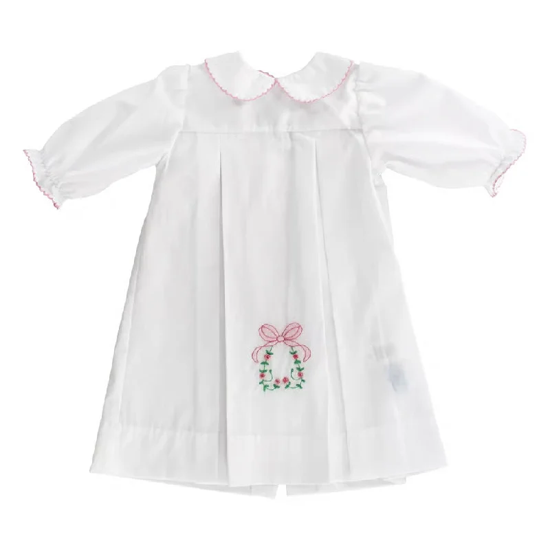 Party dress with statement sleeves -Pink Bow and Rosebuds Daygown
