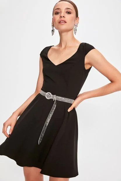 Party dress with affordable price -Black Back Low Cut Dress
