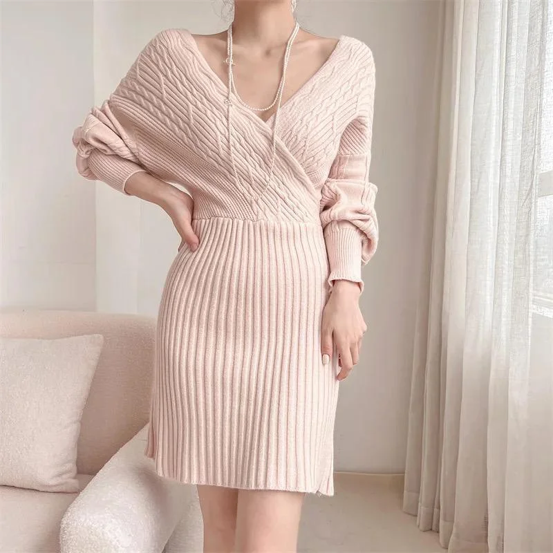 Dress for party chic style -Clio Winter Knitted Dress