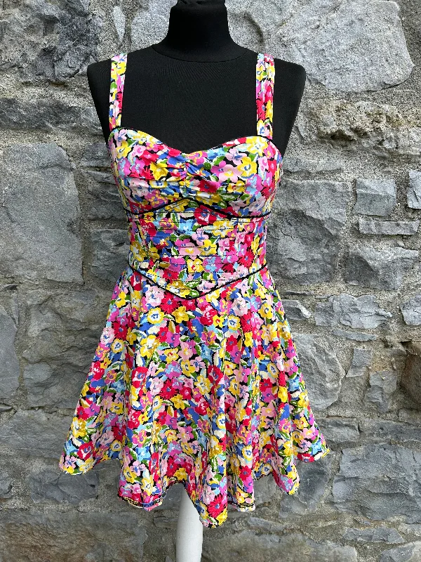 Party dress that accentuates curves -Colourful Floral dress uk 8