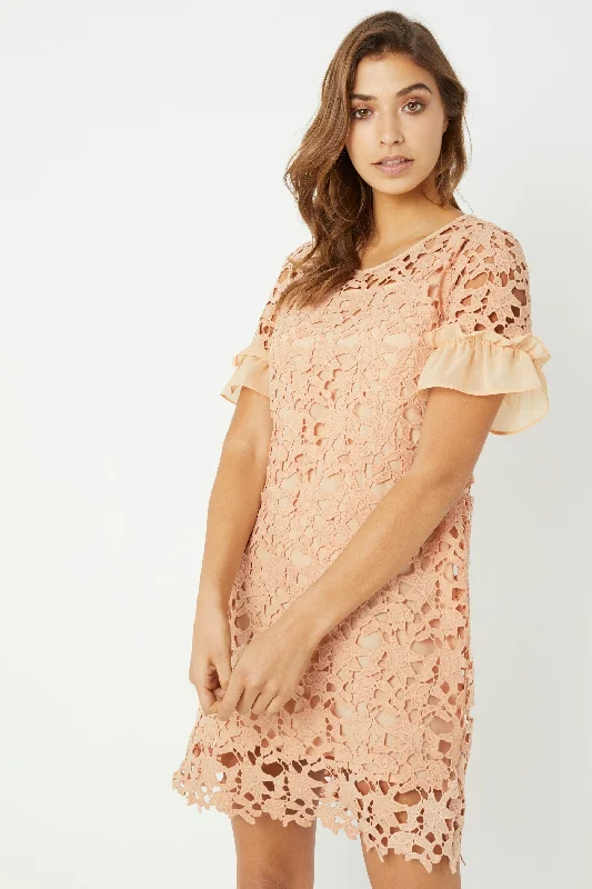 Dress for a cocktail party event -Crotchet Detail Shift Dress