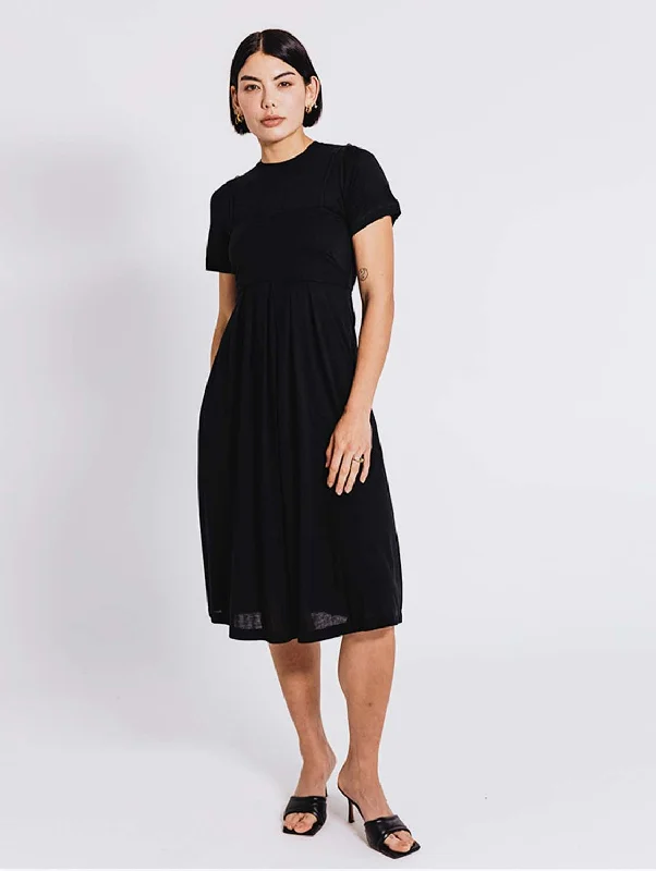 floral print evening dresses-Day & Night Lenzing Vegan Dress | Jet Black