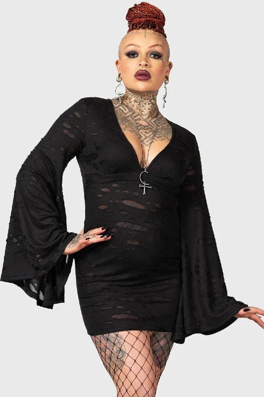 Party dress with a high neckline -Decaying Dress