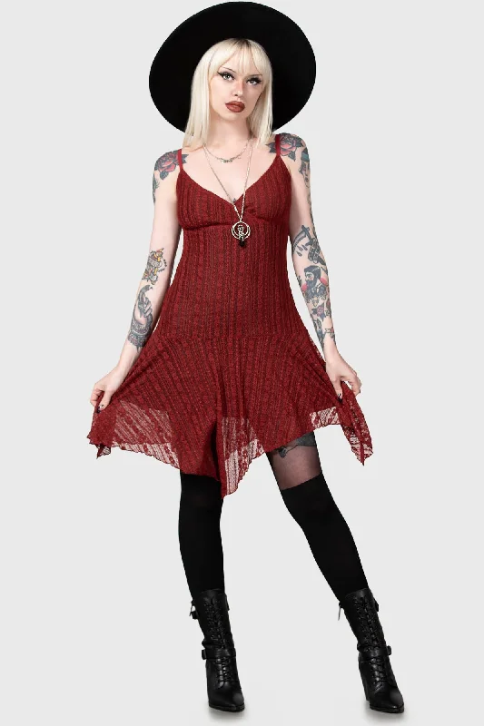 Party dress with a train detail -Emelia's Wrath Dress [RED]