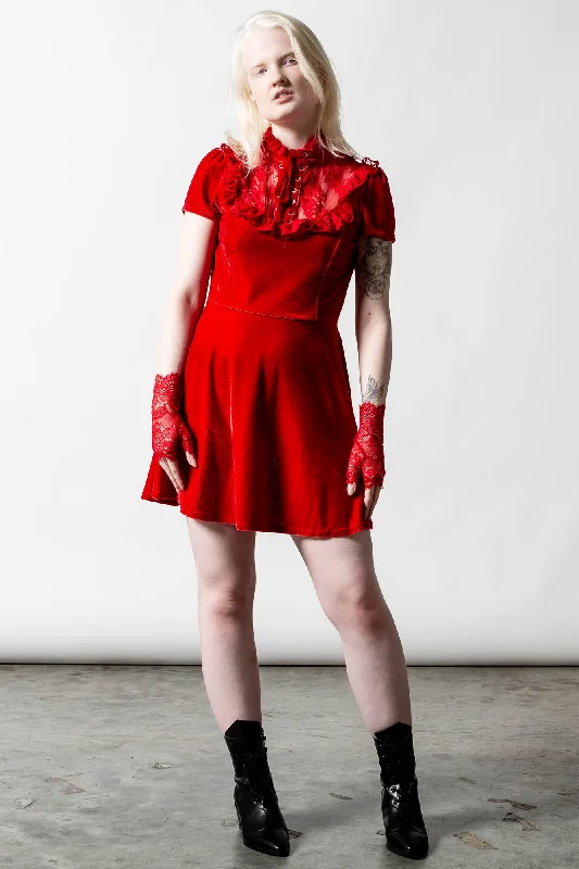 evening dresses with rosette details-Evernight Dress [SCARLET] - Resurrect