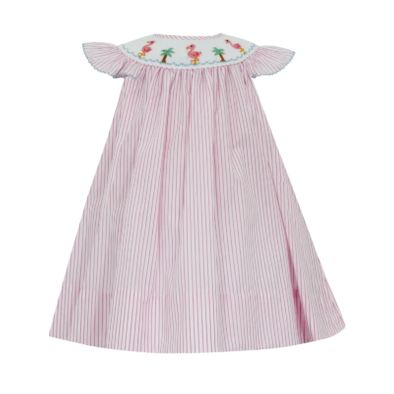 Party dress that hides belly fat -Flamingos Smocked Bishop Dress