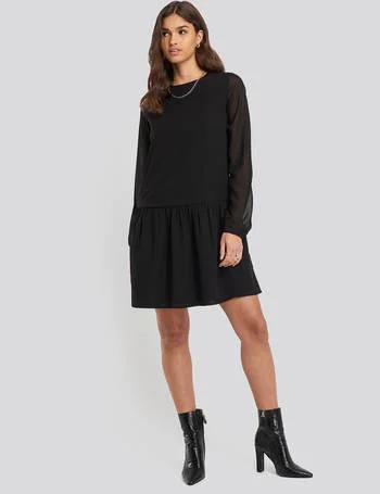 Dress for party plus size women -Flounce Low Waist Dress Black