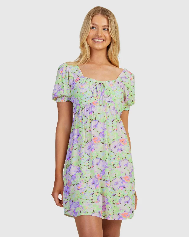 Party dress with scarf -Womens Frill Bloom Dress Dress