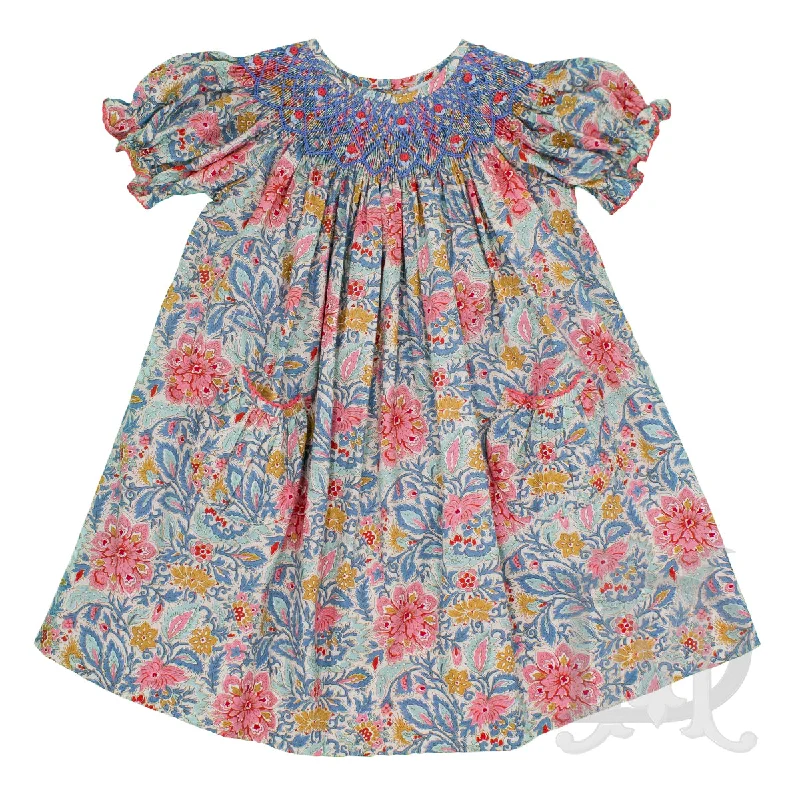 Party dress that looks expensive -Bretton Floral Smocked Bishop Dress
