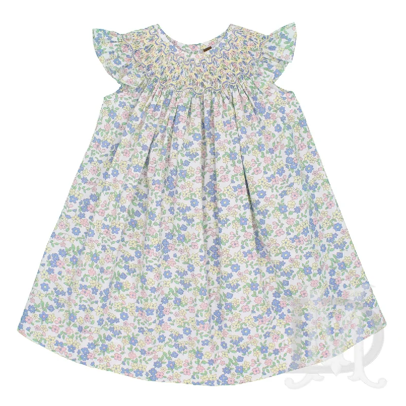 Party dress with lace accents -Happy Days Smocked Bishop Dress
