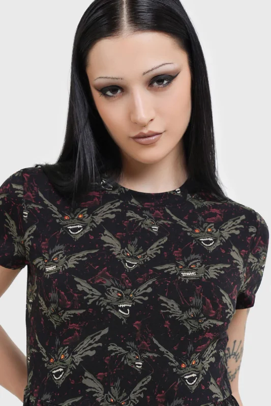 evening dresses with side beading-Gremlins After Midnight Skater Dress