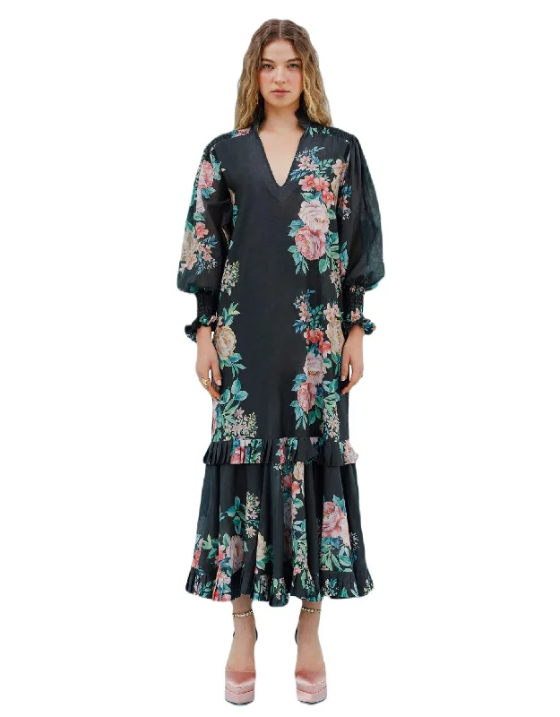 Party dress with statement jewelry -Adna Dress Garden