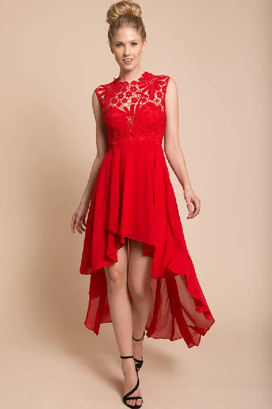 quilted evening dress hemlines-Ivy Night Out Dress Red