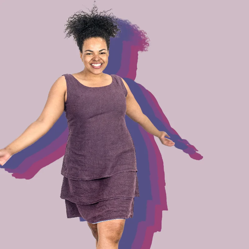 Party dress that is comfortable -JACQUELINE Short Hemp Gown Dress (Discontinued) (FINAL SALE) (43% off)