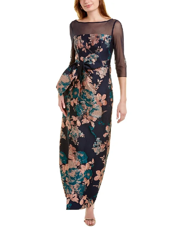 Party dress with a plunging neckline -Kay Unger Corinne Gown