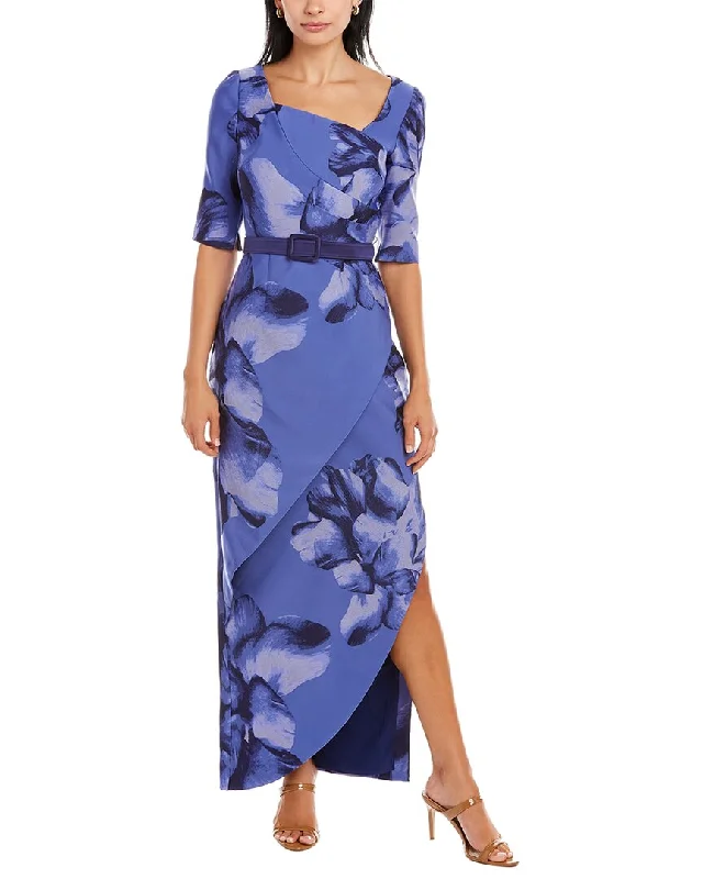 Party dress in metallic shades -Kay Unger Jacquard Gown
