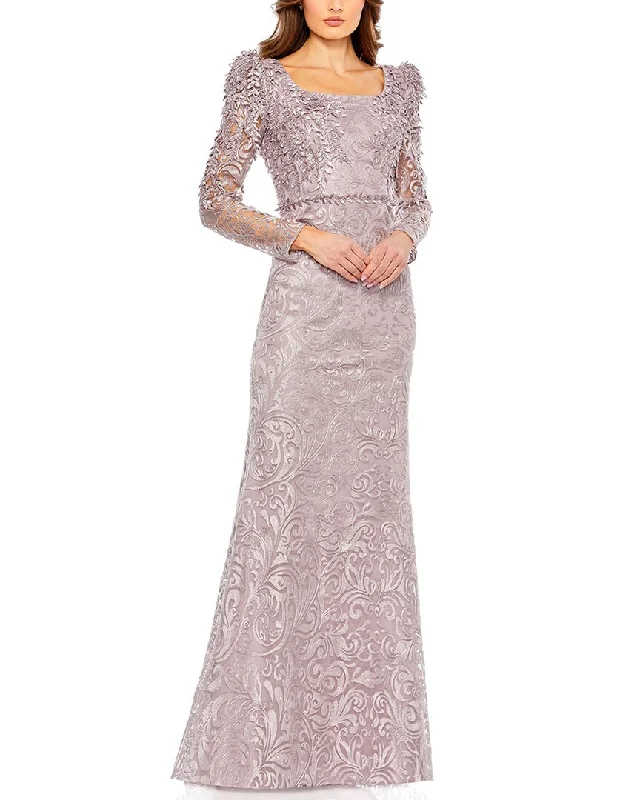 Party dress with a cowl neckline -Mac Duggal Embroidered Applique Shoulder Detail Trumpet Gown Party dress with a cowl neckline -Mac Duggal Embroidered Applique Shoulder Detail Trumpet Gown