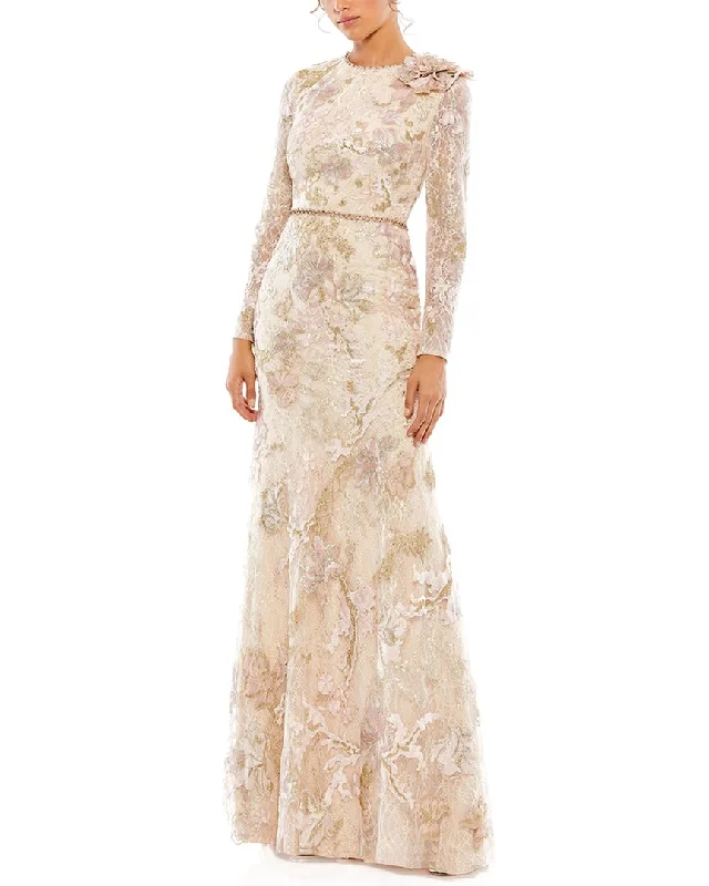 Dress for party joyous occasion -Mac Duggal Floral Embroidered Lace Trumpet Gown