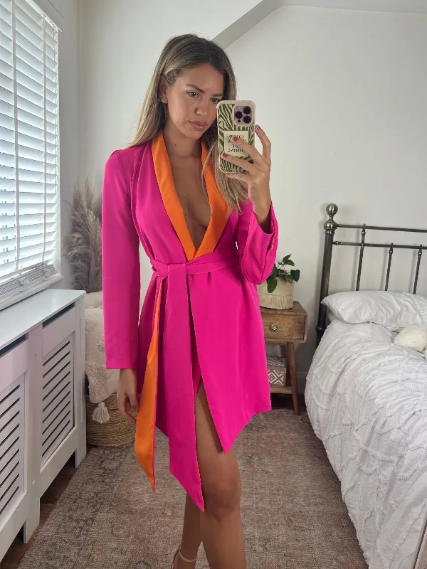 Dress for party cocktail attire -Maya Colourblock Blazer Dress in Pink