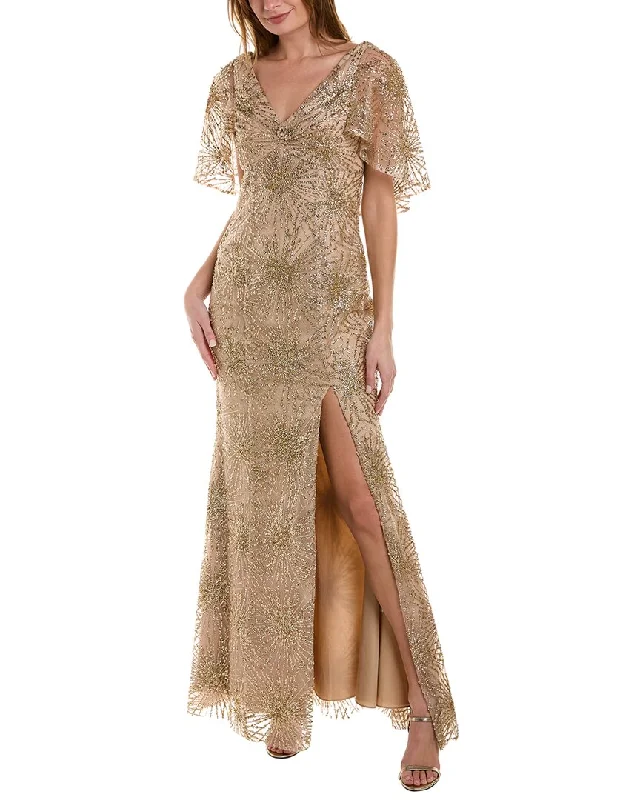 Party dress in velvet fabric -Marchesa Notte Beaded Glitter Sequin Gown