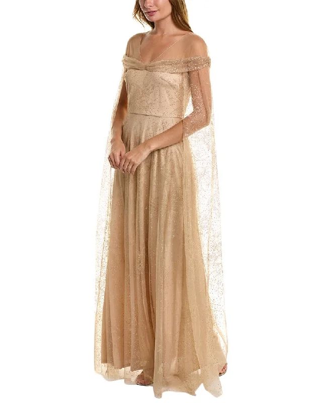 Party dress like old Hollywood -Marchesa Notte Glitter Cape Gown
