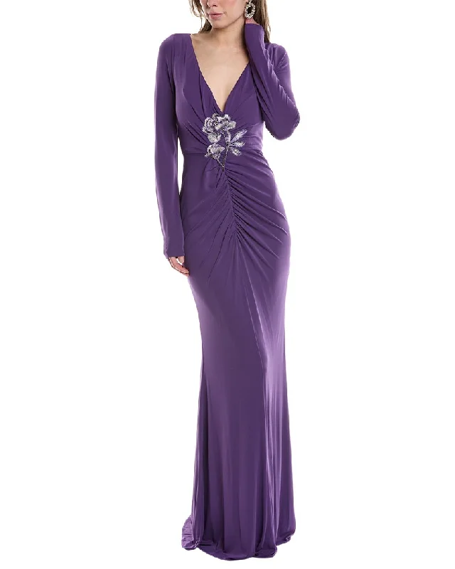 Party dress in black for women -Marchesa Notte Jersey Drape Gown