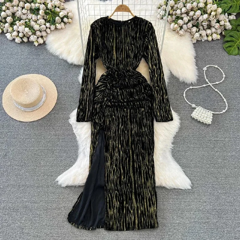 Dress for party fashionable style -Mastro Velour Winter Dress
