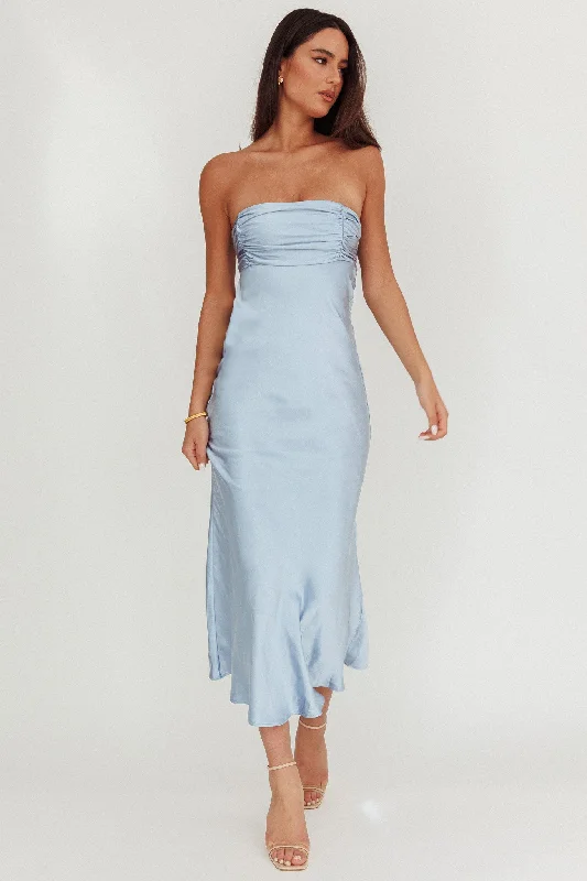 evening dress for executive dinners-Moon Song Strapless Laced Back Dress Midnight Blue evening dress for executive dinners-Moon Song Strapless Laced Back Dress Midnight Blue