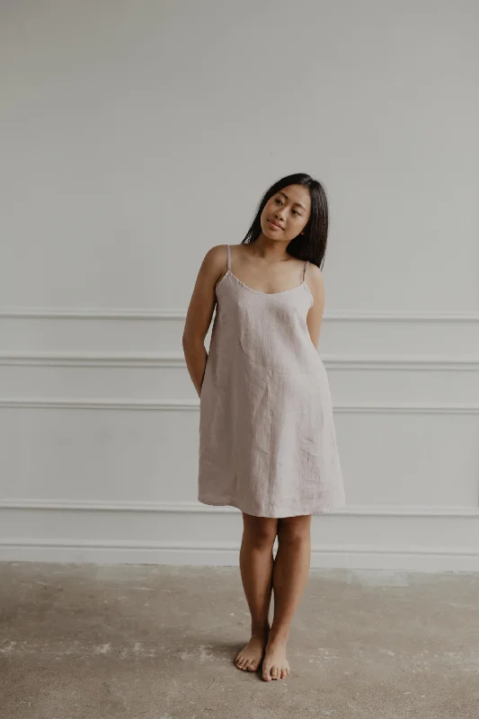 evening gowns with side ruffles-Certified linen Night gown Dreamy