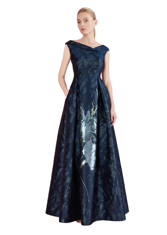 evening gowns with side ruching-Talbot Runhof Women's LOZANA Long Midnight Dress